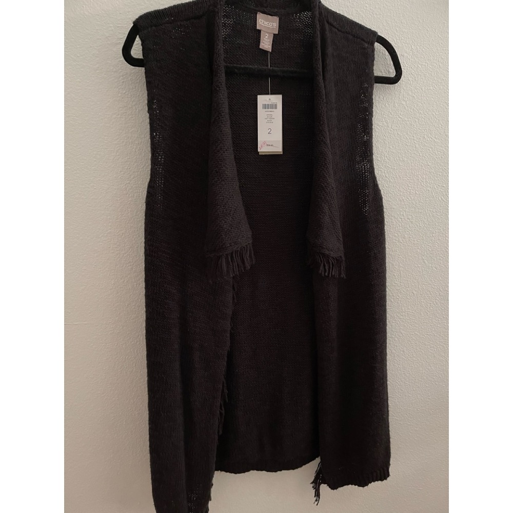 NWT Chico’s Black Sleeveless Cardigan Size 2 Large